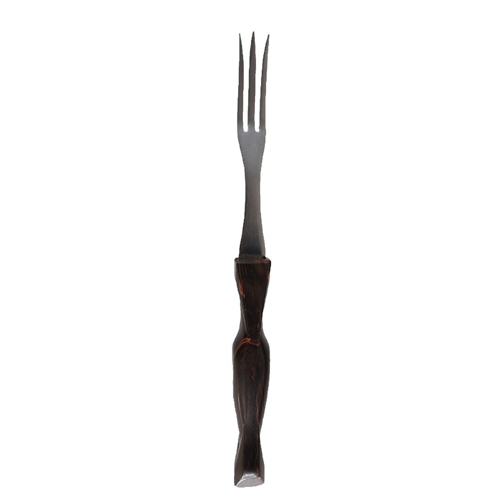 Cutco No 1726 Stainless Turning Fork Classic Brown Swirl Marble Handle 3 Tine